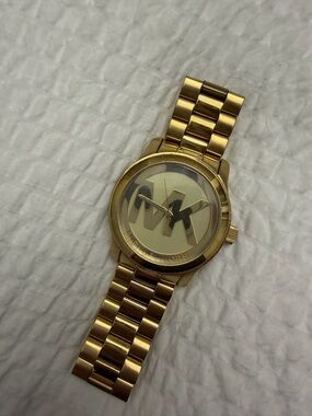 Michael Kors Gold-Tone MK Logo Bracelet Watch